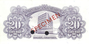 Colombia, 20 Peso Oro, P401s2