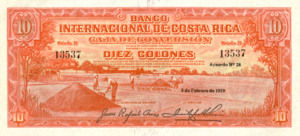 Costa Rica, 10 Colones, P189B