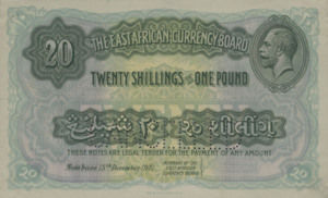 East Africa, 20 Shilling, P15ct