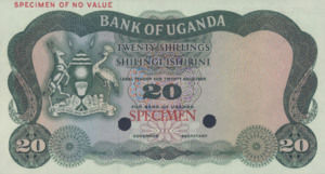 Uganda, 20 Shilling, P3ct, BOU B3t