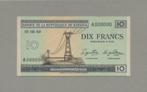 Katanga, 10 Franc, P2s
