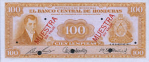 Honduras, 100 Lempira, P49s, BCH B5s