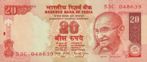 India, 20 Rupee, P89Aa
