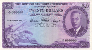 British Caribbean Territories, 20 Dollar, P5s, CB B5as