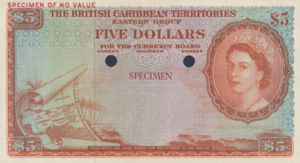 British Caribbean Territories, 5 Dollar, P9ct, CB B9t