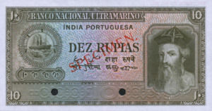 Portuguese India, 10 Rupee, P36ct