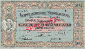 Switzerland, 20 Franc, P27s