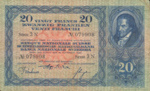 Switzerland, 20 Franc, P39b