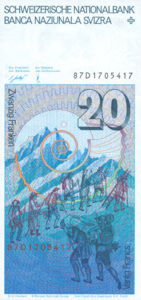 Switzerland, 20 Franc, P55g