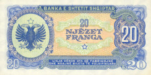 Albania, 20 Franc, P16