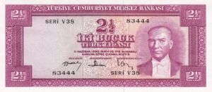 Turkey, 2.5 Lira, P152a
