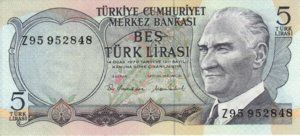 Turkey, 5 Lira, P185