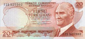 Turkey, 20 Lira, P187b