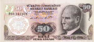 Turkey, 50 Lira, P188a