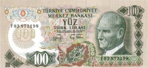 Turkey, 100 Lira, P189a Sign.2