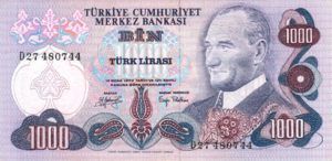 Turkey, 1,000 Lira, P191 Sign.2