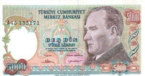 Turkey, 5,000 Lira, P196A