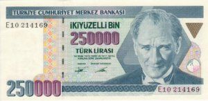 Turkey, 250,000 Lira, P207 Sign.2