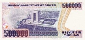Turkey, 500,000 Lira, P208 Sign.1