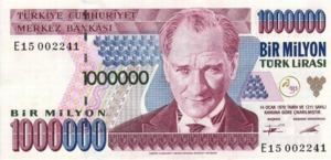Turkey, 1,000,000 Lira, P209 Sign.2