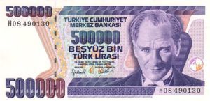 Turkey, 500,000 Lira, P212