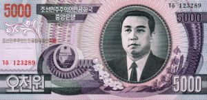Korea, North, 5,000 Won, DPRK B26a