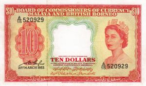 Malaya and British Borneo, 10 Dollar, P3a