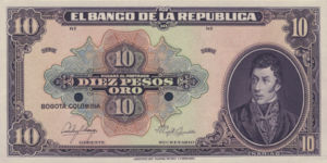 Colombia, 10 Peso Oro, P374p1