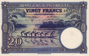 Belgian Congo, 20 Franc, P15F