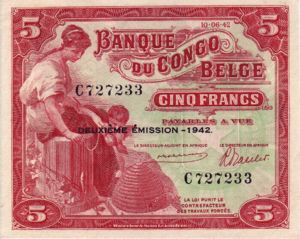 Belgian Congo, 5 Franc, P13