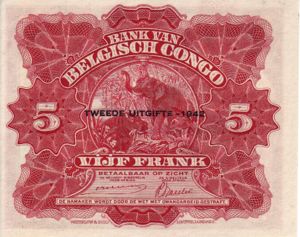 Belgian Congo, 5 Franc, P13