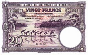 Belgian Congo, 20 Franc, P15A