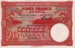 Belgian Congo, 20 Franc, P15B