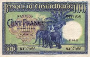 Belgian Congo, 100 Franc, P17d