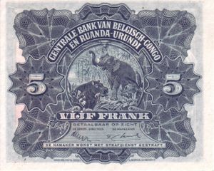 Belgian Congo, 5 Franc, P21