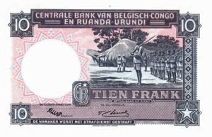Belgian Congo, 10 Franc, P22