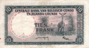 Belgian Congo, 10 Franc, P30b