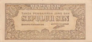 Indonesia, 10 Sen, P15a