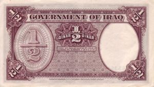 Iraq, 1/2 Dinar, P8 v3, GOI B8c