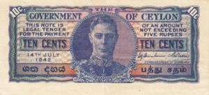 Ceylon, 10 Cent, P43a v2