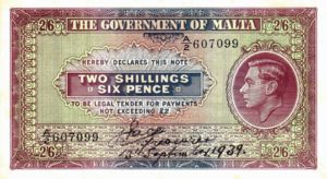 Malta, 2/6 Shilling and Pence, P11 