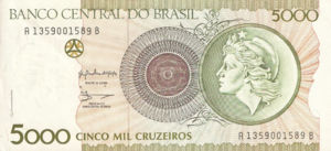 Brazil, 5,000 Cruzeiro, P227, BCB B49a