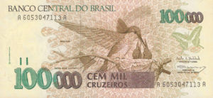 Brazil, 100,000 Cruzeiro, P235b, BCB B57b
