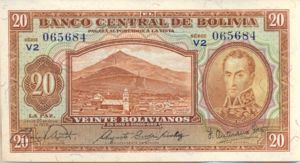 Bolivia, 20 Boliviano, P131 V2