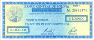 Bolivia, 1,000,000 Peso Boliviano, P190a