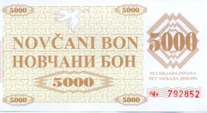 Bosnia and Herzegovina, 5,000 Dinar, P9r