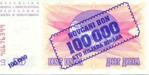 Bosnia and Herzegovina, 100,000 Dinar, P34a