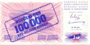 Bosnia and Herzegovina, 100,000 Dinar, P34b