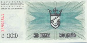 Bosnia and Herzegovina, 100,000 Dinar, P56a