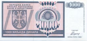 Bosnia and Herzegovina, 1,000 Dinar, P137a
